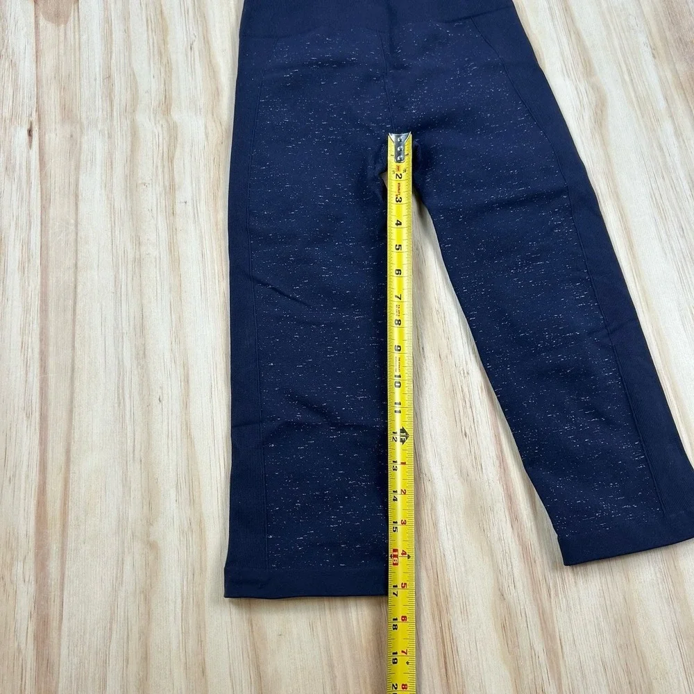Lululemon Free To Flow Seamless Leggings Midnight Blue Speckled Crop FITS Size 6